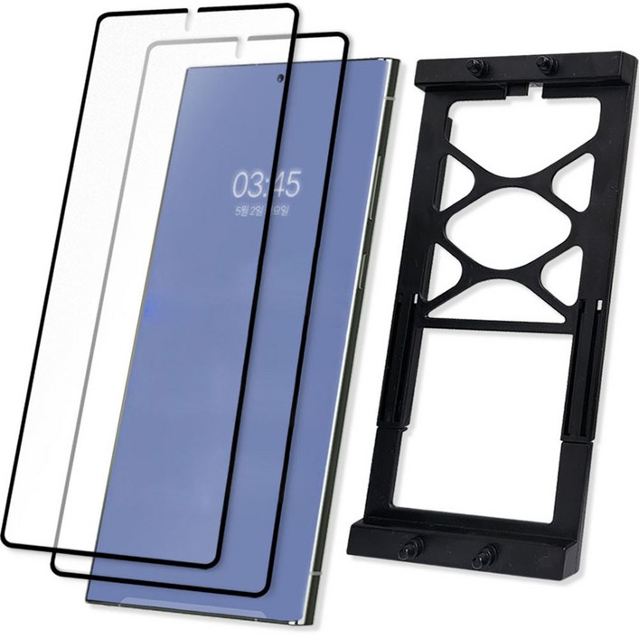 Rexx 지문 반사방지 쉴드 세라믹 필름 2p  가이드툴 세트, 1세트