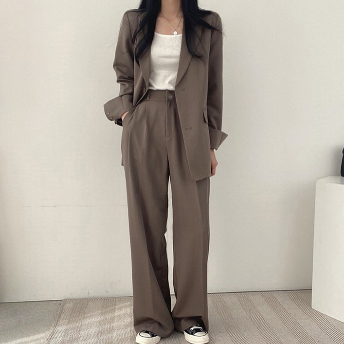 페이퍼먼츠 오피스 정장세트 싱글버튼 자켓  와이드 팬츠 06562