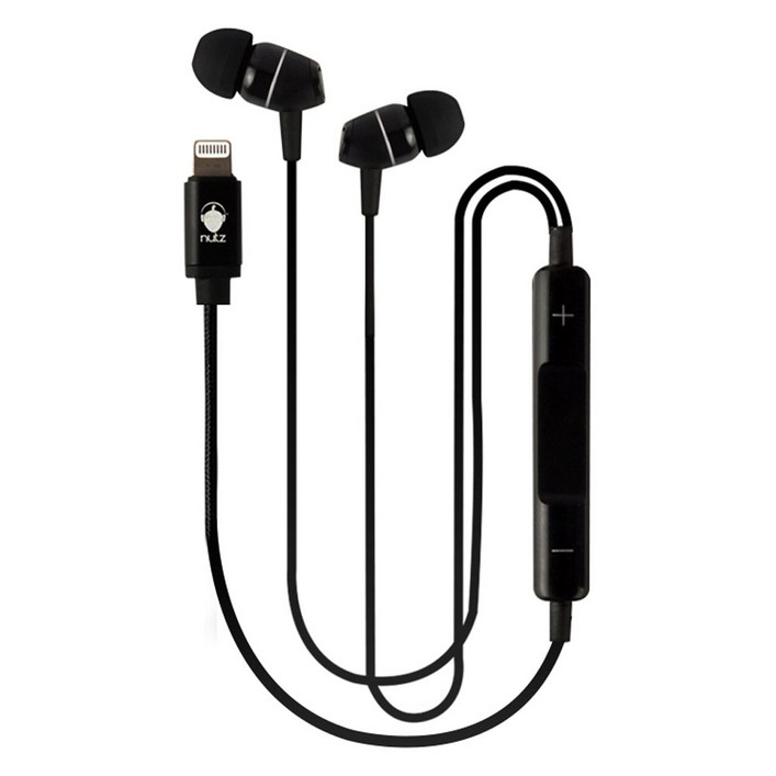 너츠 아이폰 8핀 라이트닝 이어폰, NE04, 블랙