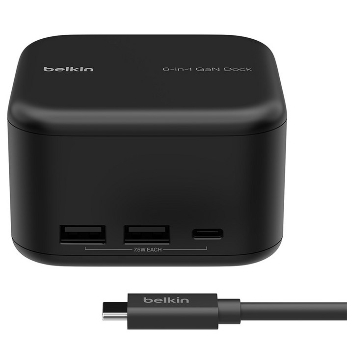 벨킨 USB C 6 in 1 코어 GaN 독 130W INC018qcBK, 블랙, 1개 벨킨 USB C 6 in 1 코어 GaN 독 130W INC018qcBK, 블랙, 1개