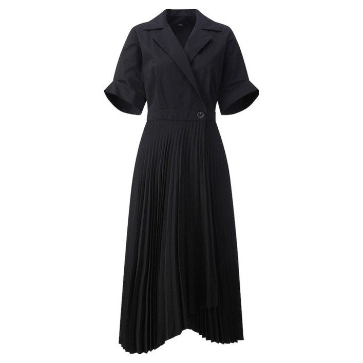 주크 오픈 카라넥 플리츠 원피스