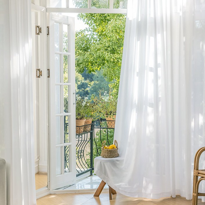 사라하우스 비침없는 도톰차르르 나비주름쉬폰 커튼