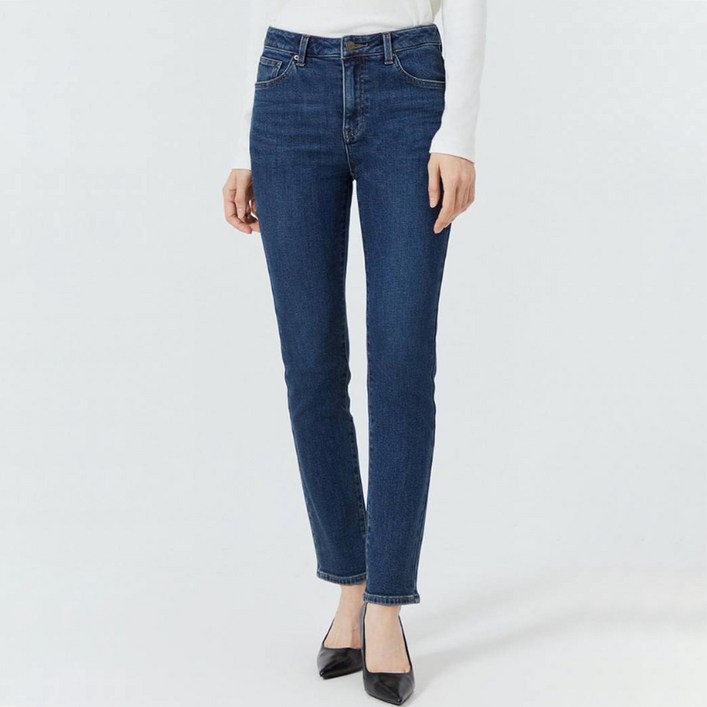 게스 여성용 기모 DBL톤 슬림 스트레이트 청바지 YO4D9180