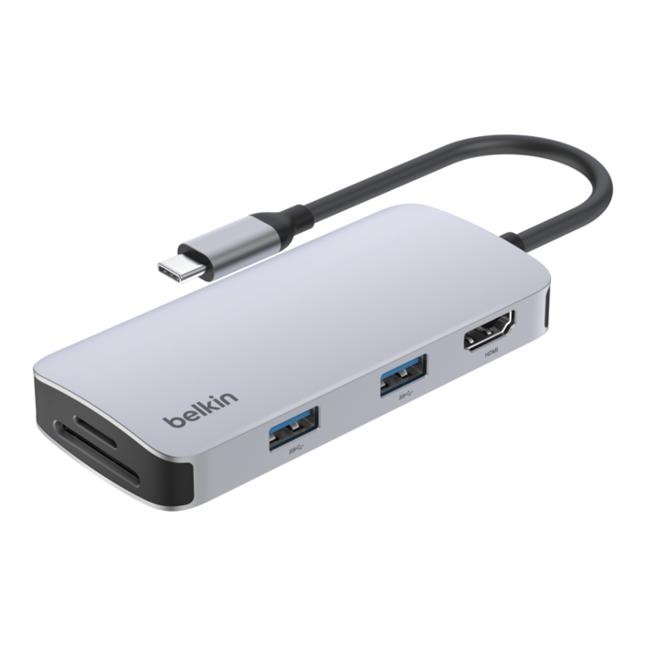 벨킨 USB C 5in1 멀티 포트 허브 어댑터 AVC007fqSGY V2, 실버 그레이, 1개 벨킨 USB C 5in1 멀티 포트 허브 어댑터 AVC007fqSGY V2, 실버 그레이, 1개