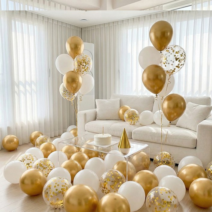 뷰라뷰 파티풍선 50p  공기펌프  10m 리본 1롤