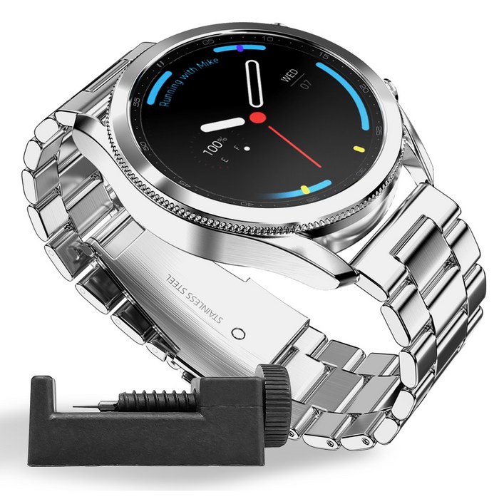 구스페리 메탈 스틸 밴드 스트랩, 실버, 1개