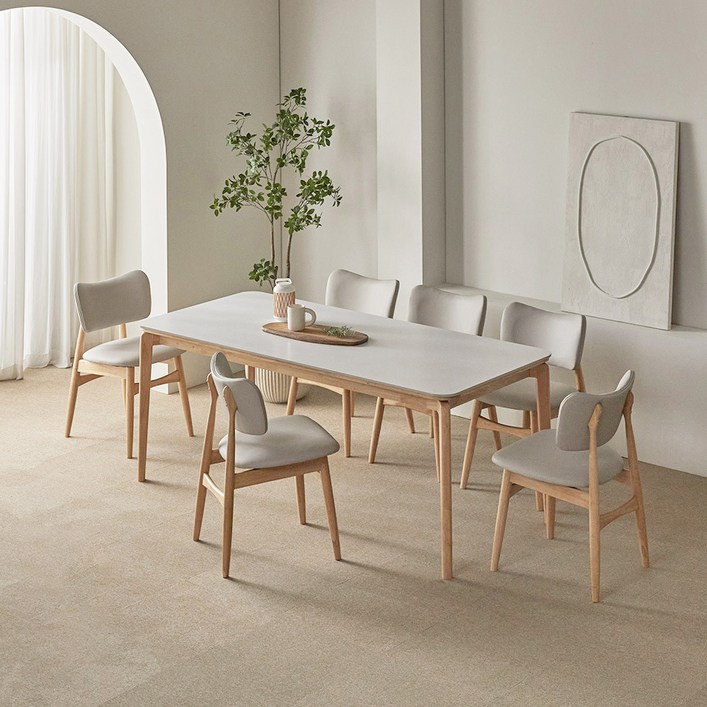 파로마 리샤르A 통세라믹 원목식탁 1800  의자세트 6인용 방문설치