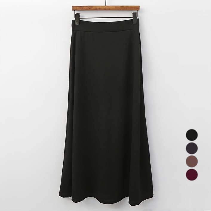 티탁 여성용 신축성 밴딩 무지 허니 A라인 롱스커트