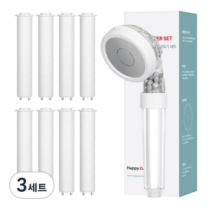 해피달링 3WAY 샤워기 헤드 필터 8p 세트, 3세트, 화이트 해피달링 3WAY 샤워기 헤드 필터 8p 세트, 3세트, 화이트