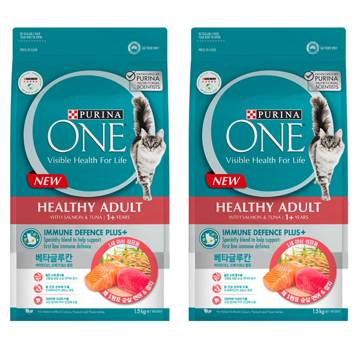 퓨리나원 캣 순살 연어 기능성 사료, 어덜트, 1.5kg, 2개