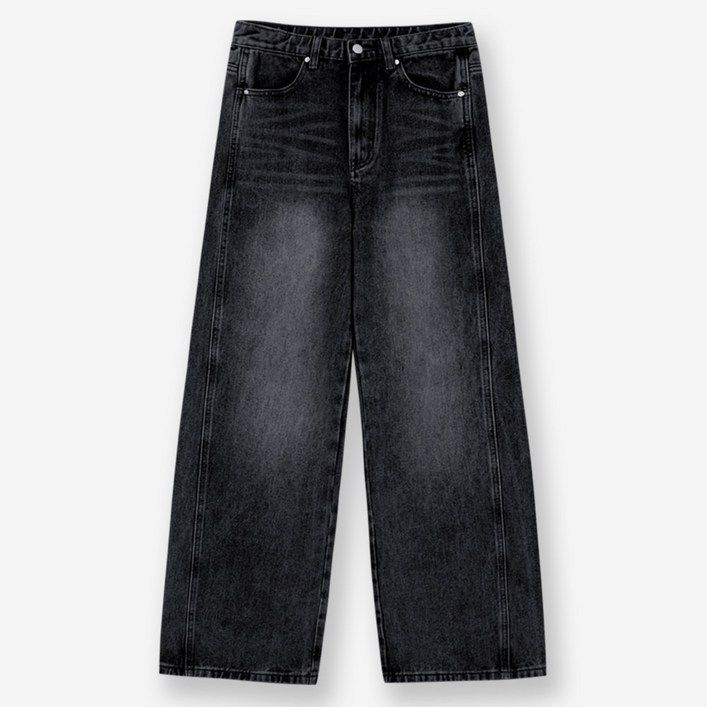 제이에이치스타일 남성용 프론트 라인 워싱 와이드 데님팬츠 DPROK613