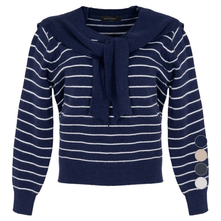 부루앤쥬디 여성용 숄 단가라 니트 BORJPOE03C