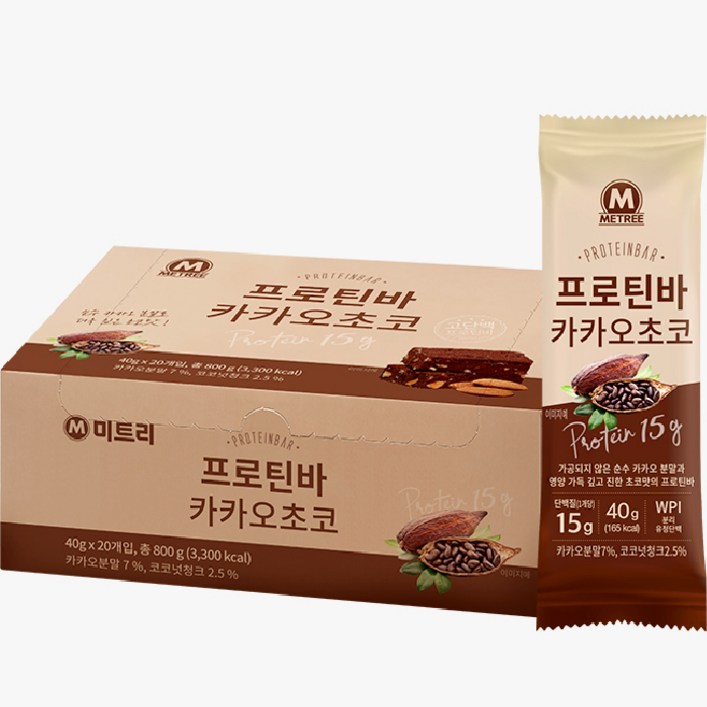 미트리 프로틴바 카카오초코, 40g, 20개