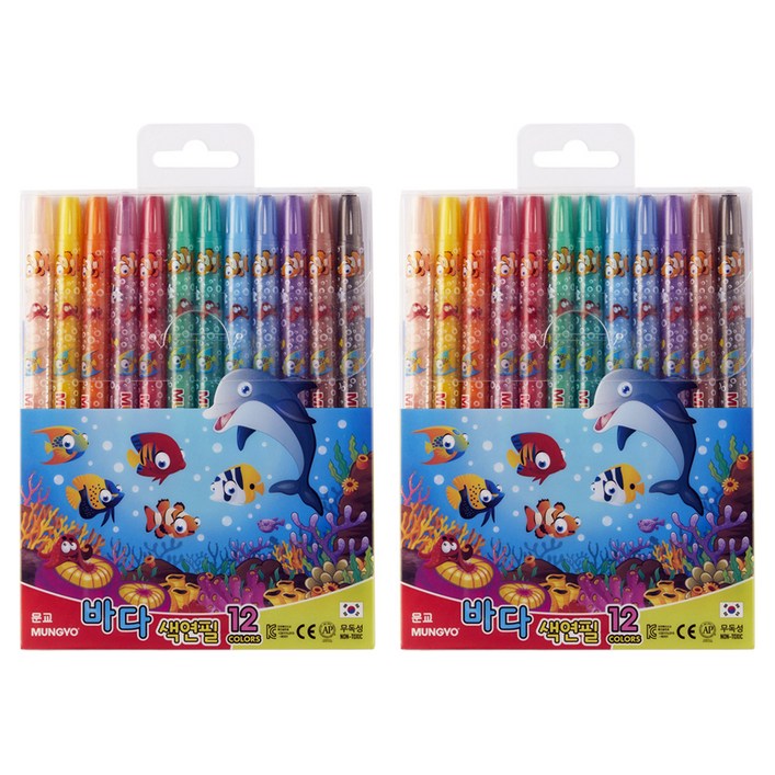문교 바다 돌돌이 색연필