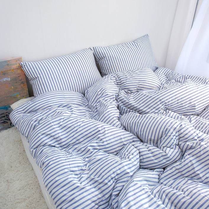 그래이불 국내 제조 순수 스트라이프 코튼 호텔 침구 차렵이불