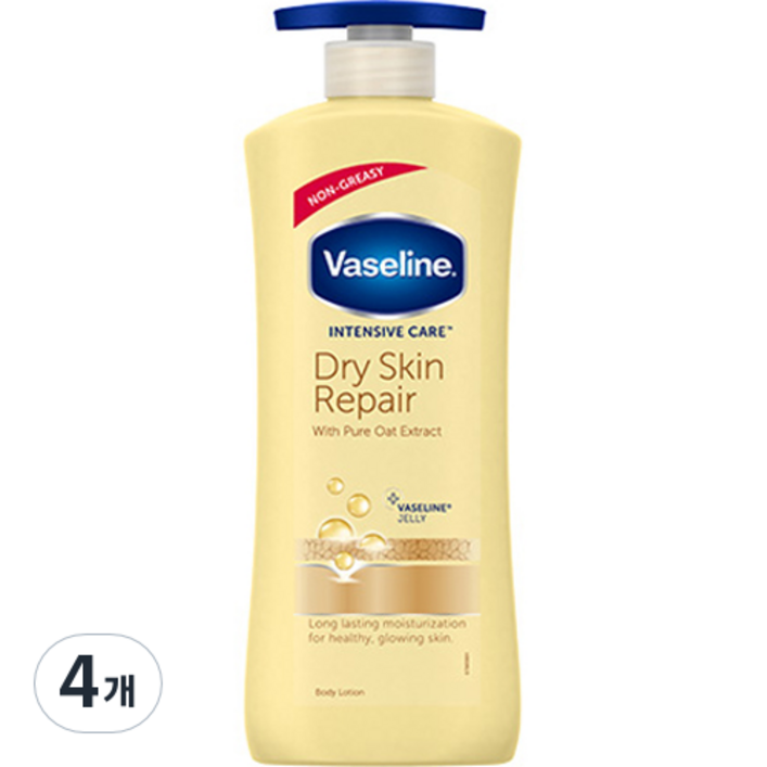 유니레버 인텐시브케어 바세린 드라이스킨, 600ml, 4개