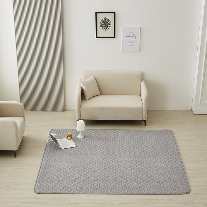 더안 탄소매트 침대 캠핑 시어서커 전기요 분리난방, 그레이, 라지킹 분리난방180×200