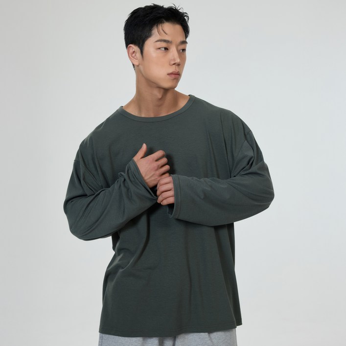허그본 남성용 드라이 오버핏 롱슬리브 티셔츠