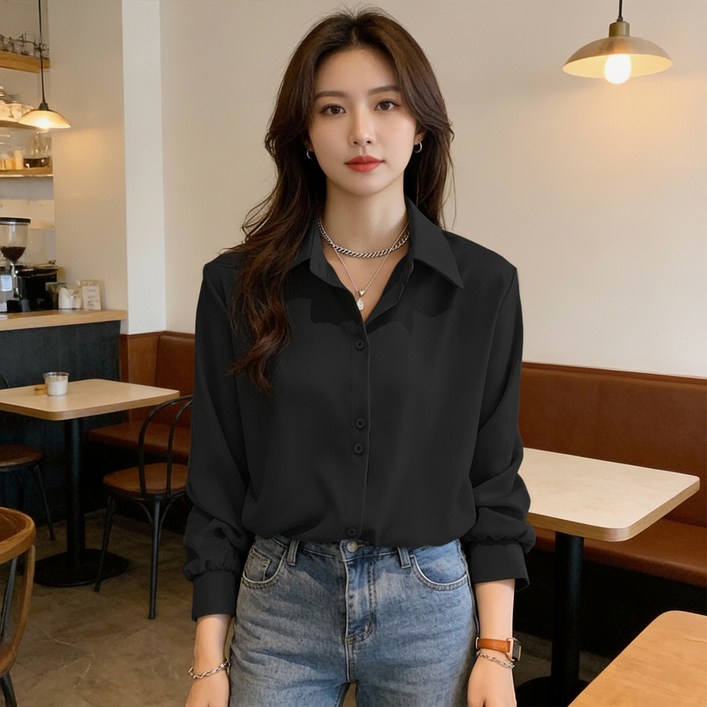 안다로미 여성용 더블 단추 정장 셔츠