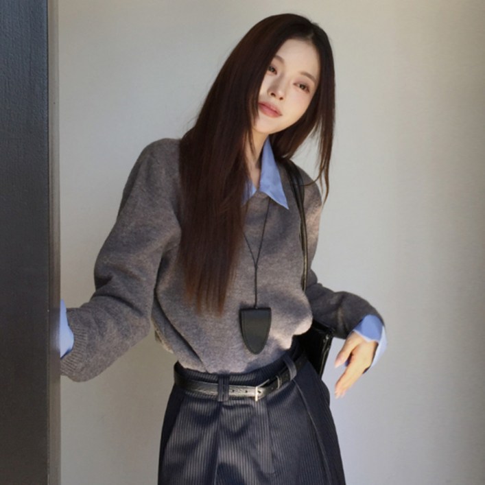 프롬미스 여성용 엠버 레이어드 셔츠 니트