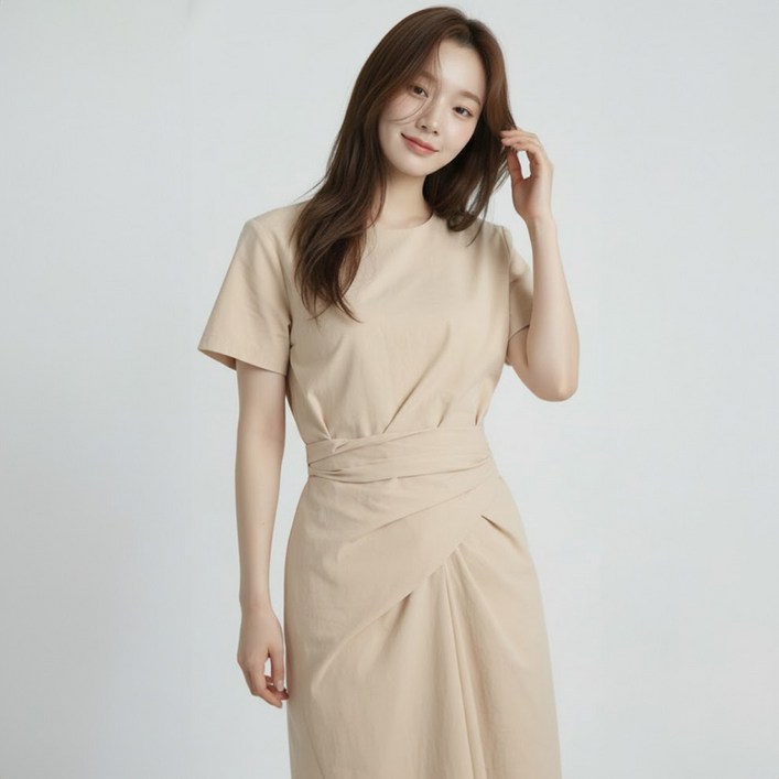 페이퍼먼츠 아리타 허리 랩 셔링 롱 원피스 14590