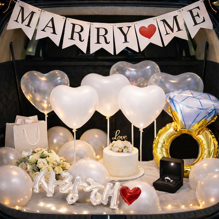 파티쇼 트렁크 프로포즈 슬림 스탠드 하트풍선 세트