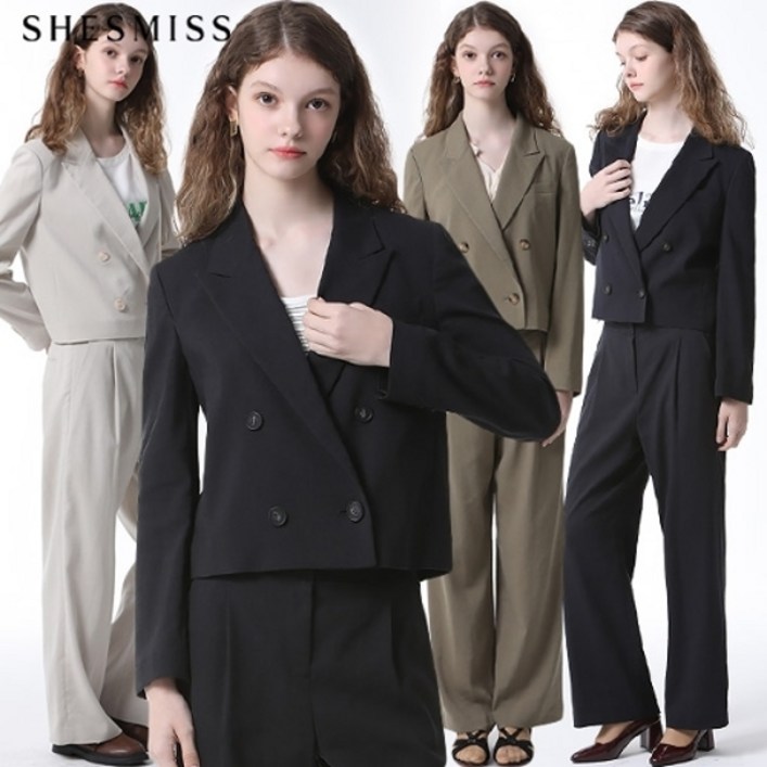 쉬즈미스 [쉬즈미스(SHESMISS)] 더블 크롭 코튼 셋업 자켓