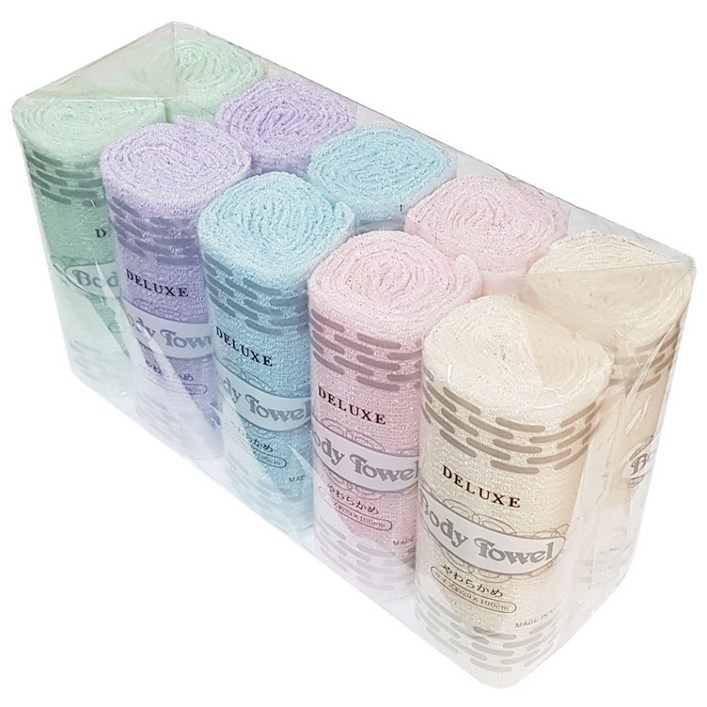 국내산 파스텔 샤워타올 (10장) 때타올 목욕타올