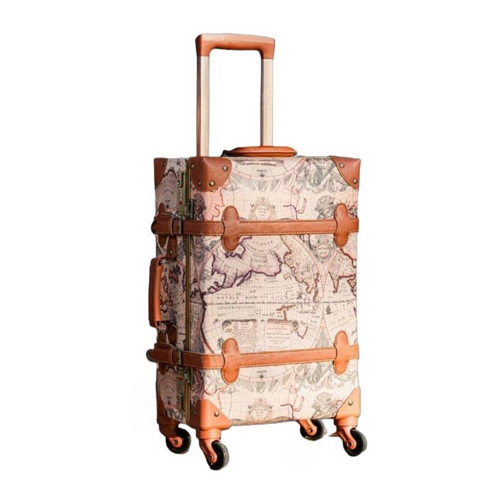빈티지 캐리어 레트로 복고풍 트렁크 24인치 맵