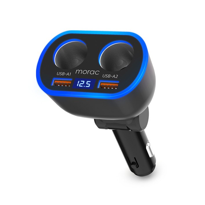 모락 네다 D4 시거잭 2소켓 USB 2포트 차량용 고속 충전기, 1개 모락 네다 D4 시거잭 2소켓 USB 2포트 차량용 고속 충전기, 1개