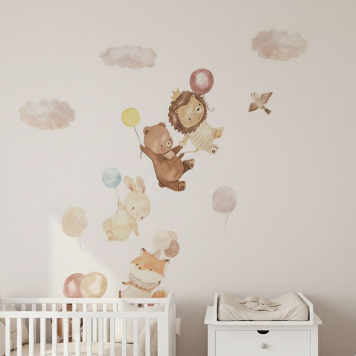 에쎄치 포인트 스티커 집 꾸미기 데코 인테리어, 뭉게구름 하늘여행 친구들