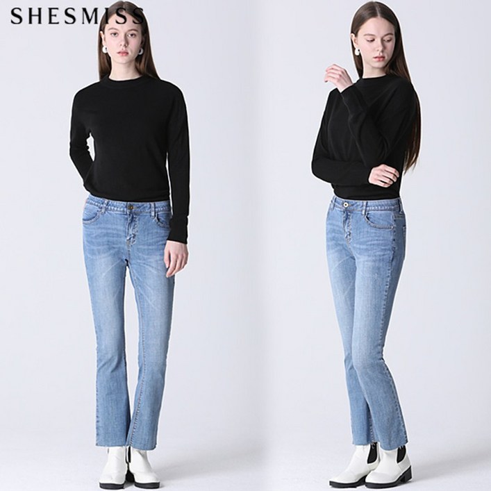 쉬즈미스 컷팅 부츠컷 데님 팬츠