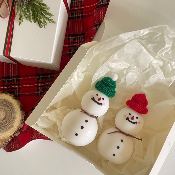눈사람캔들 크리스마스 연말 선물 인테리어소품 크리스마스장식 홈카페 데코, 자몽헤스페리데스, 레드모자
