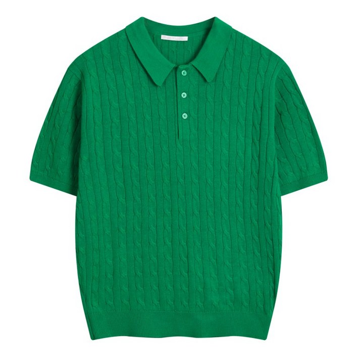 제이슨 꽈배기 카라 반팔 니트 JA-1496 WPR1004