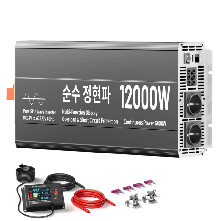 순수 사인파 고전력 인버터 12,000W 24V 220V 컨버터 60Hz 외부 디스플레이 포함 KC 인증 HOULI, 1개
