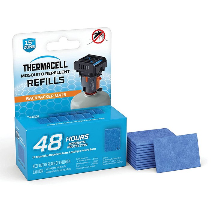 Thermacell 써마셀 캠핑 등산 백패킹 모기퇴치기 매트 리필 12개입  Mosquito Repellent MatOnly Refill 12pack