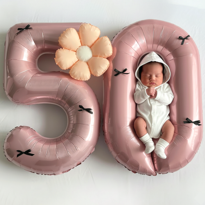 365잇템 50일 셀프촬영 소품 대형숫자 풍선, 핑크