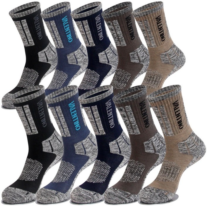 발렌티노크리스티 남성용 사이드VLTN 두꺼운 등산 아웃도어 기능성 양말 10켤레