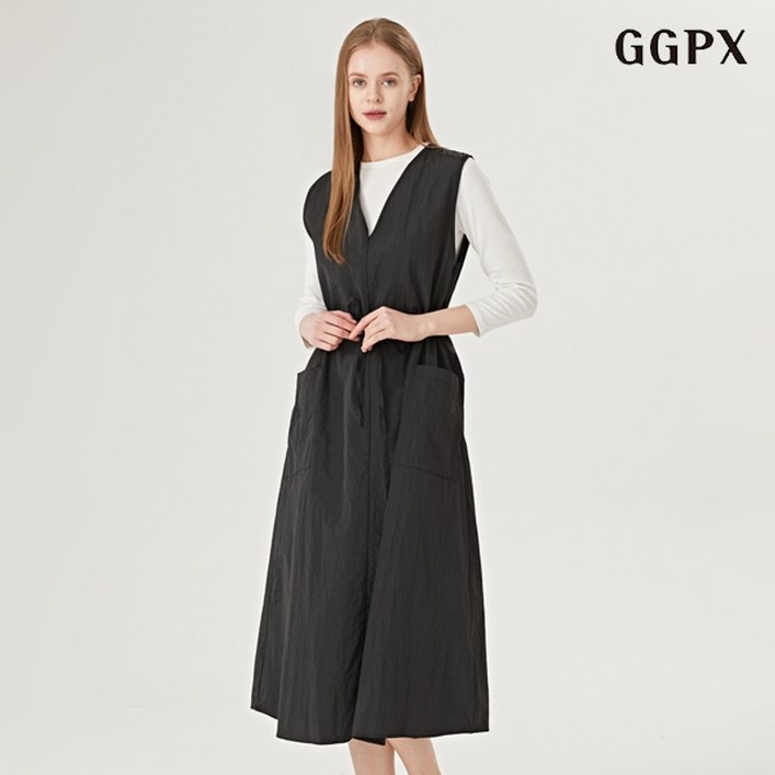 GGPX 민소매 허리 끈 포켓 데일리 롱 원피스 (GOAOW014D)
