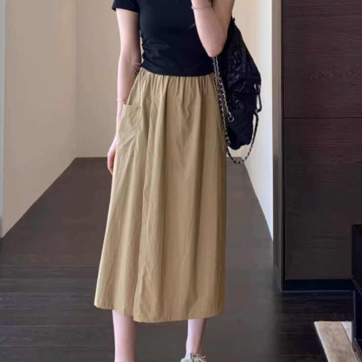 통품스토어 가볍고 시원한 A라인 여성치마바지 빅사이즈 여성 스커트팬츠 여름 롱스커트