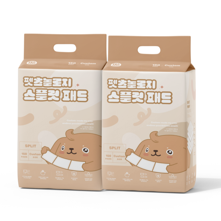 펫츠놀로지 사용한 부분만 교체하는 스플릿 배변패드, 2개, 150개입