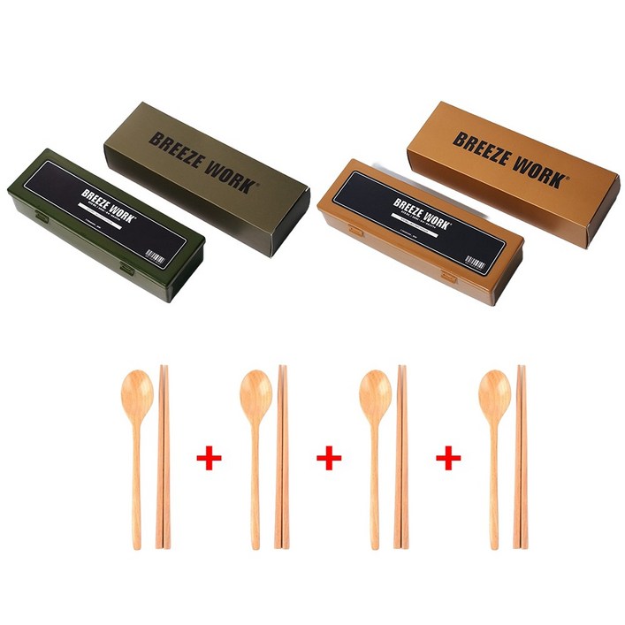 1+1 브리즈워크 캠핑 수저 세트 수저통, 1세트, 4인세트구성