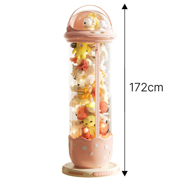 Dorich 지퍼형 투명 원통 인형 보관함 대형 장난감 정리함 수납함