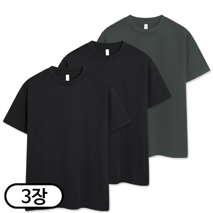 3장 세트 드라이 라운드 쿨티셔츠 남녀공용 기능성 반팔티 냉감 반팔 반팔티 SCC5274PT