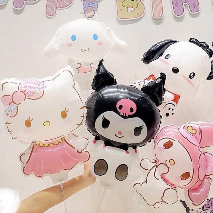 투니스 생일 파티 장식용 산리오 스틱 풍선 5개입 펌프 포함