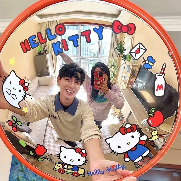 mz항공샷 원형 PC거울  DIY 12색 펜 세트 45cm거울 꾸미기 방꾸미기 카페 거울 핸드페인팅 그래피티 광각 미러 요철 거울 액세서리 유행하는 거울 렌즈 거울 mz항공샷