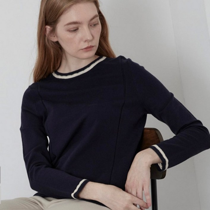 올리비아로렌 VOBBLYW91711라운드배색풀오버