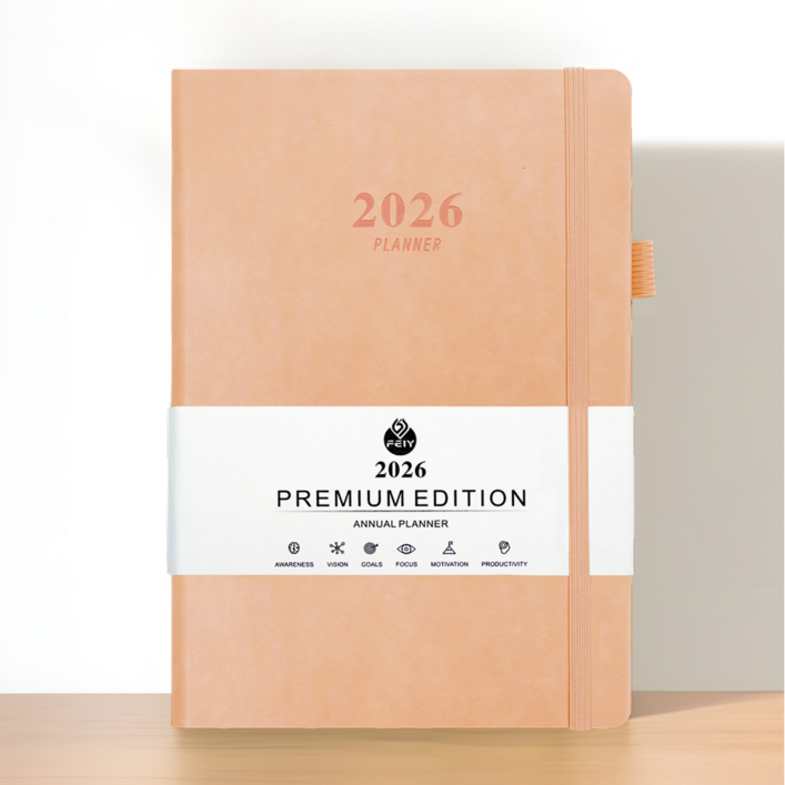 울이즈쿨 2026 하드커버 A5 날짜형 다이어리 플래너, 1개, 소프트 살구