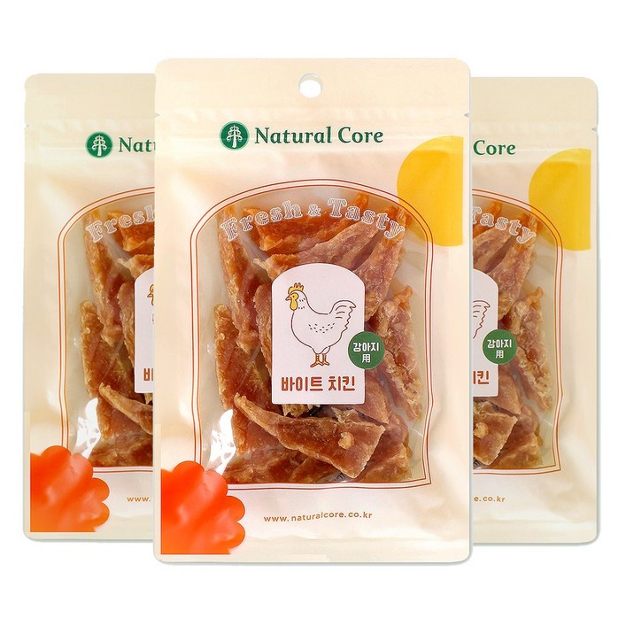 오리고기 바이트 덕 단단한식감 강아지간식 오리 육포 강아지육포 수제간식 수제건조간식 네츄럴코어, 닭고기, 100g, 3개
