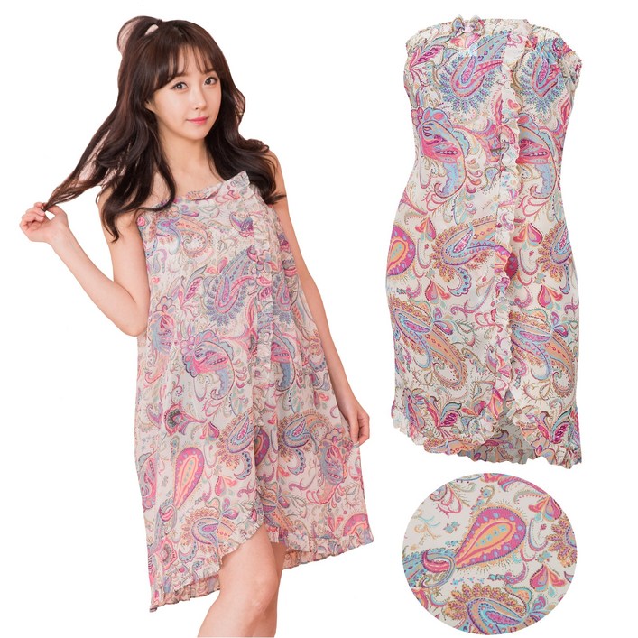 여성 국산 샤워가운 사우나 목욕용품 골프장 골프 웨어 휴스토니[본사], A. 엘레강스, 1개